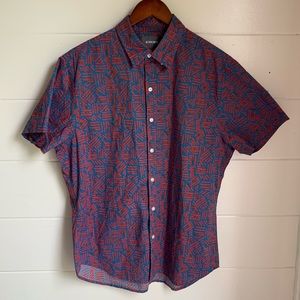 Button up collared geometric print shirt
